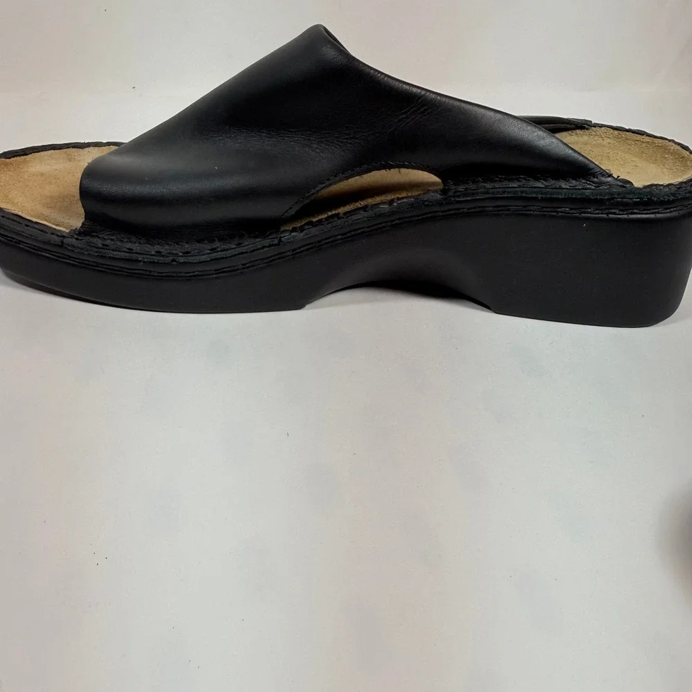 Naot Black Leather Wedge Slide Sandals Comfort Shoes Womens EU 40 US 9-9.5